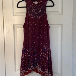 Embroidered and floral high neck dress
